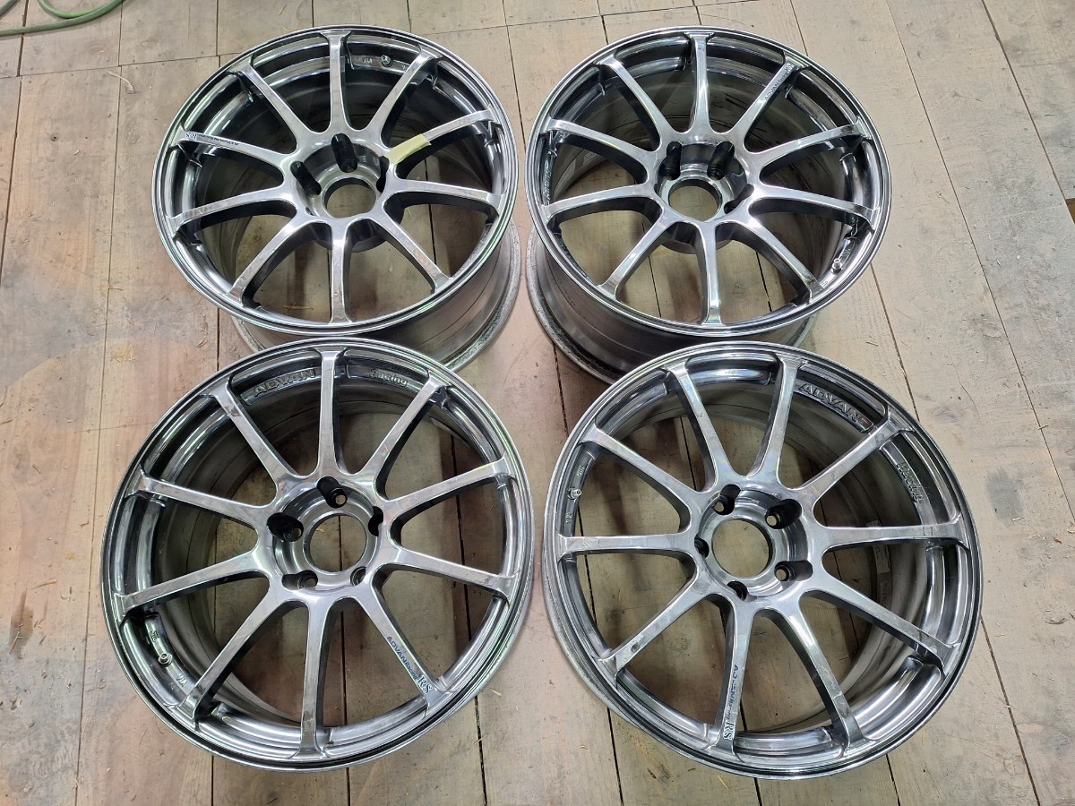 中古18インチアルミホイール　4本　アドバンRS　9J+35 PCD114.3 5H　1本若干ブレ有り