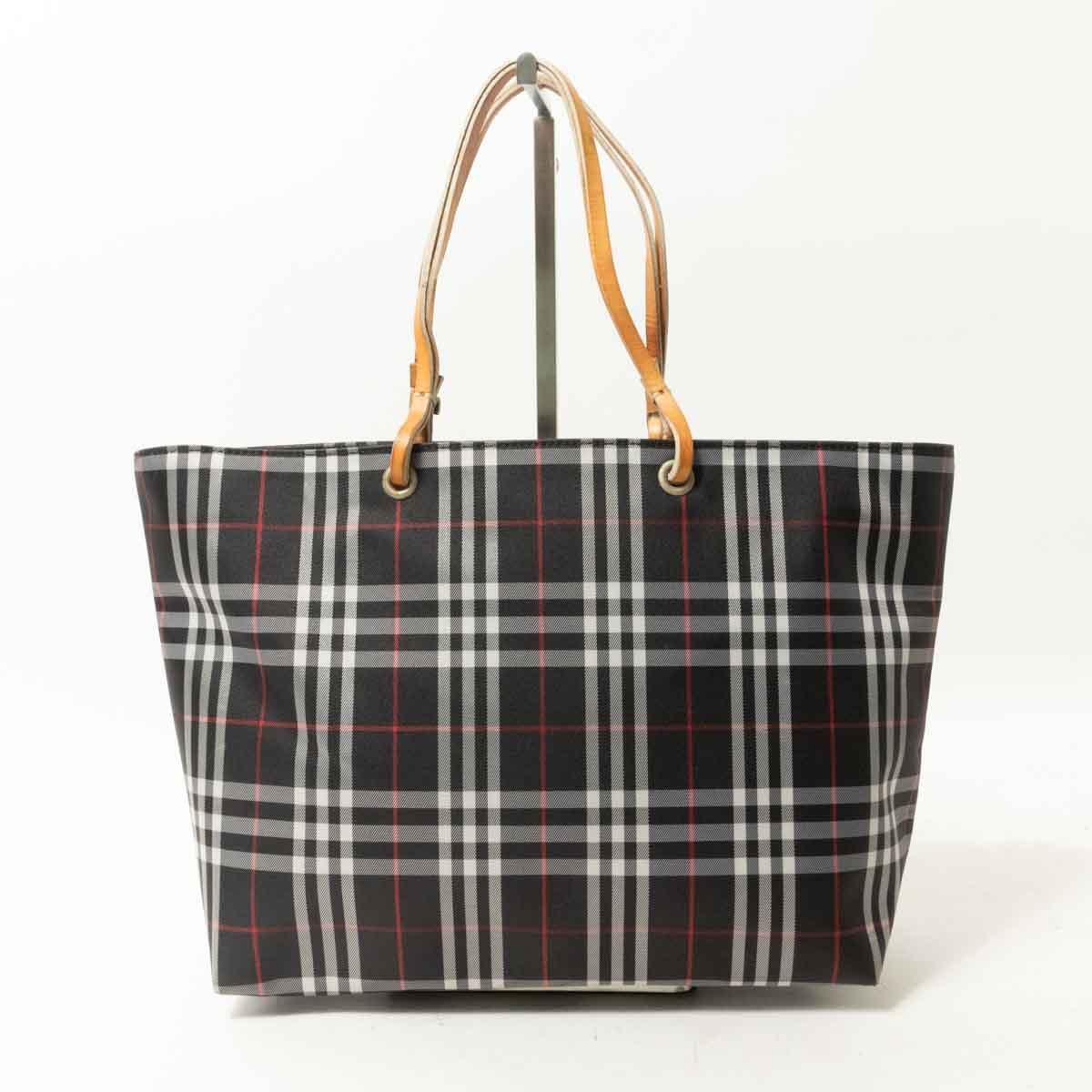 1円スタート】BURBERRY LONDON バーバリー ノバチェック柄トートバッグ 