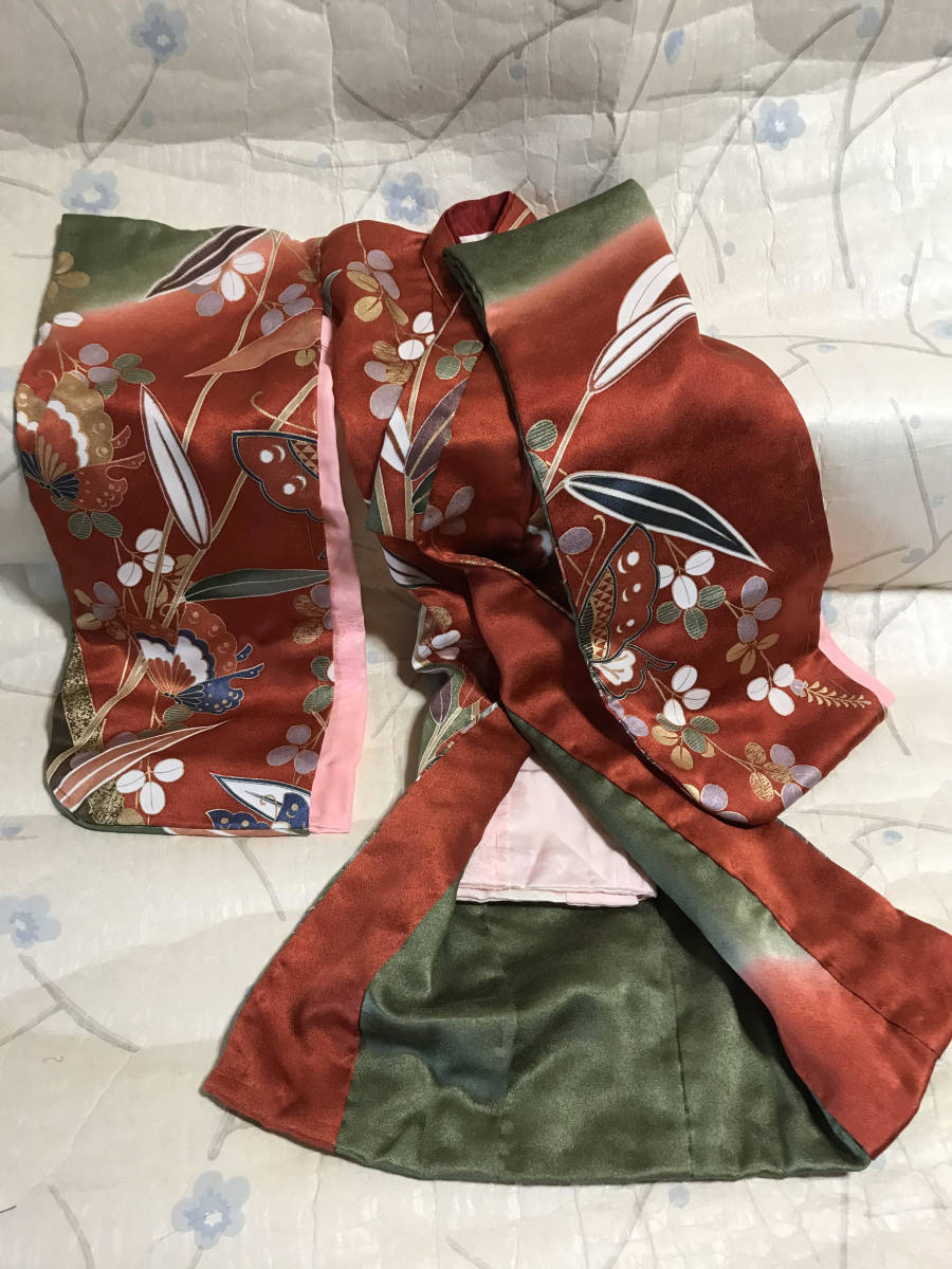 人形着物☆SD女の子用 正絹/振袖セット☆露草/蝶 | BASE 着物 日本人形