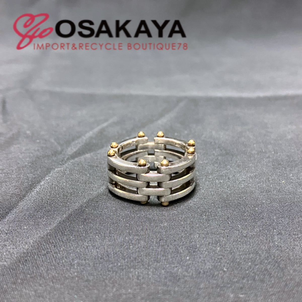 中古 TIFFANY&Co. ゲートリング #18 SV925 Au750 K18 シルバー