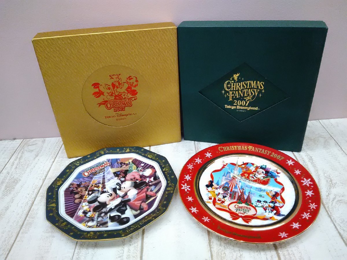 ◇ディズニー クリスマスプレート 2点 2007 ミッキー ミニー 8T46 【80】