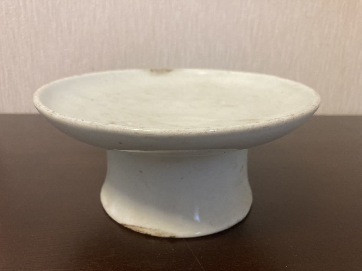 李朝 高麗 李氏朝鮮 祭器 コレクター収集品 検索)白磁台皿 骨董品 白磁