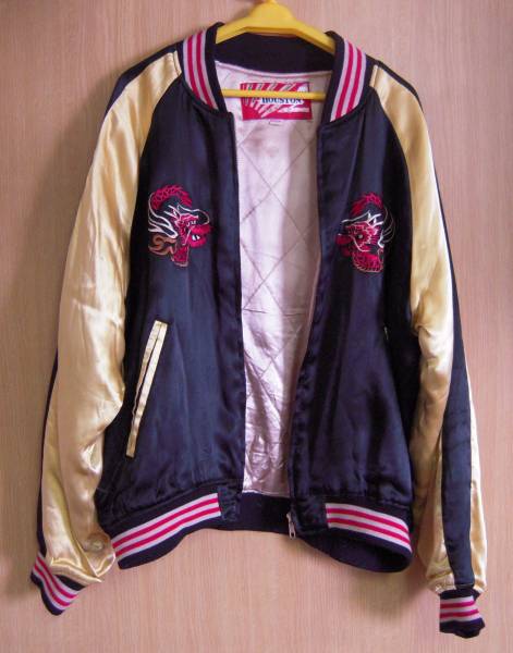 龍　黒×金　M　ARMY　ヒューストン　HOUSTON　スカジャン　古着