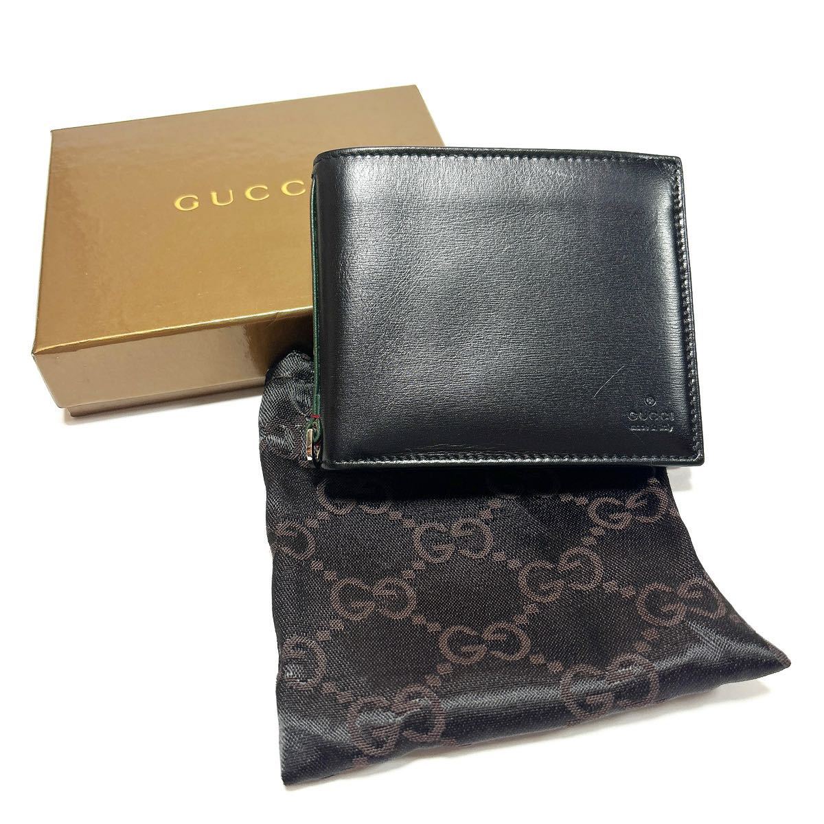 GUCCI グッチ 二つ折り 財布 135591 黒 シェリー 小銭入れ 札入れ alp