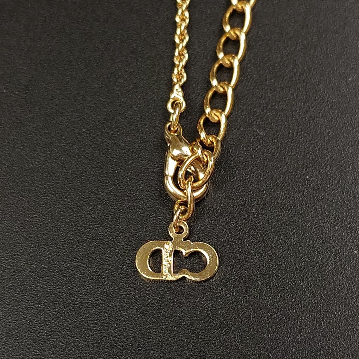 極美品】 Christian Dior ディオール ネックレス CD ロゴ ライン 
