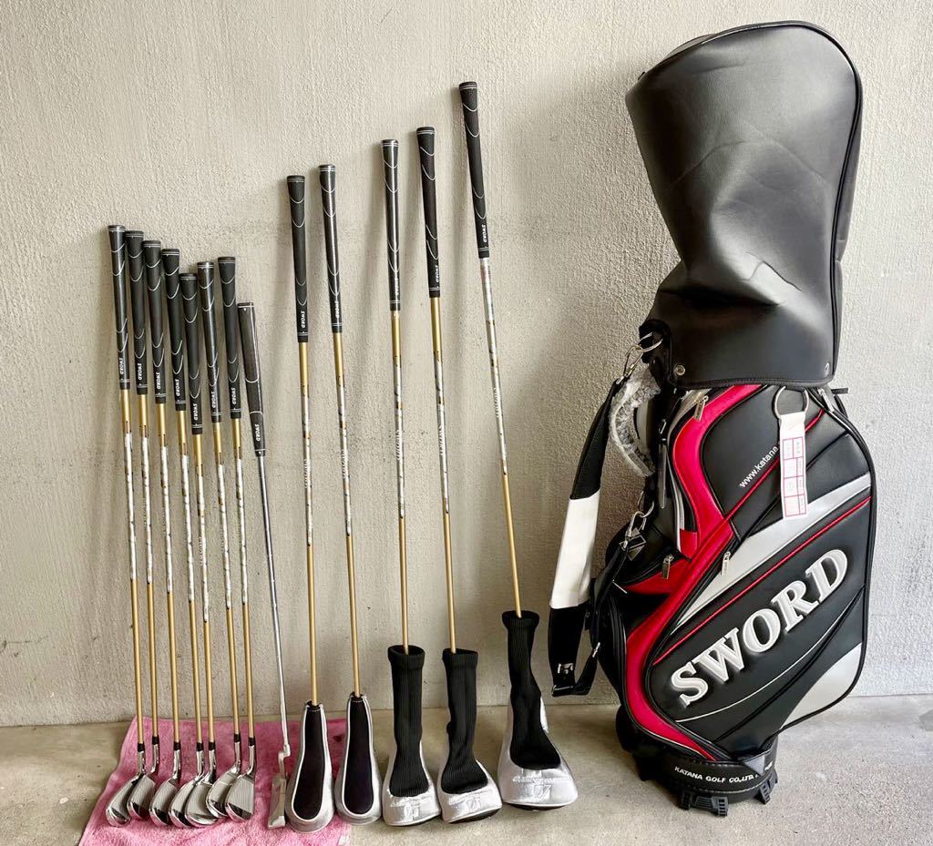 未使用品あり KATANA GOLF カタナ SWORD Speeder ソード スウォード ATC589 β 13本フルセット カーボン 右利き フレックスSR 初心者入門用