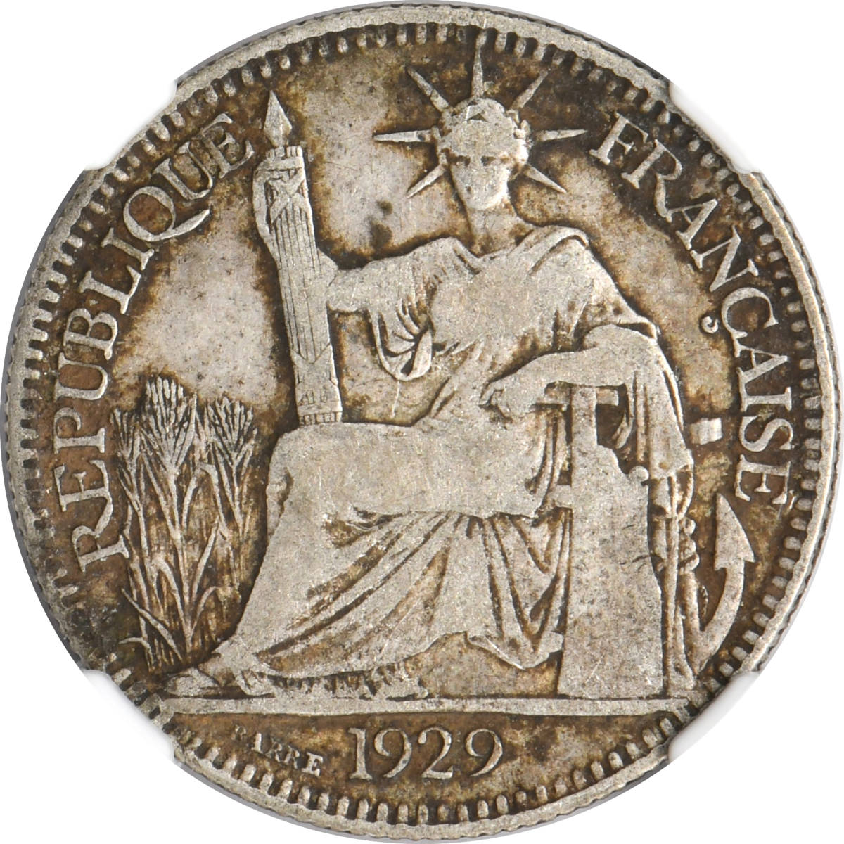 美品 フランス領インドシナ 1セント 1921A 銅貨 NGC AU58 1ピアストル