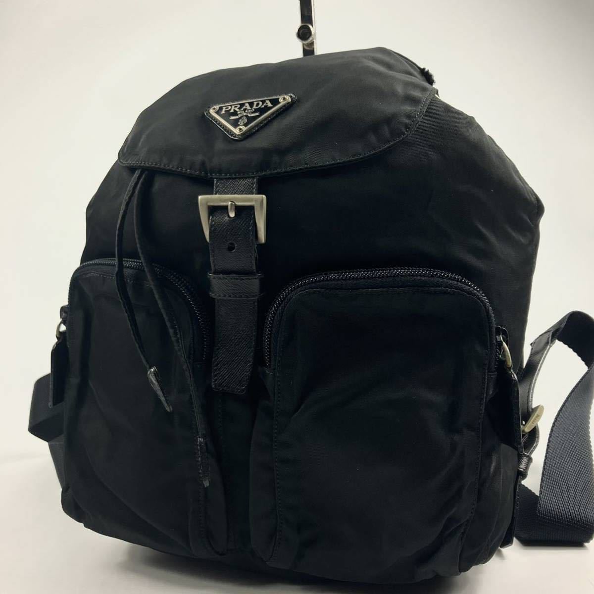 1円〜【最高級】 PRADA プラダ リュック ナイロン ブラック 黒 三角
