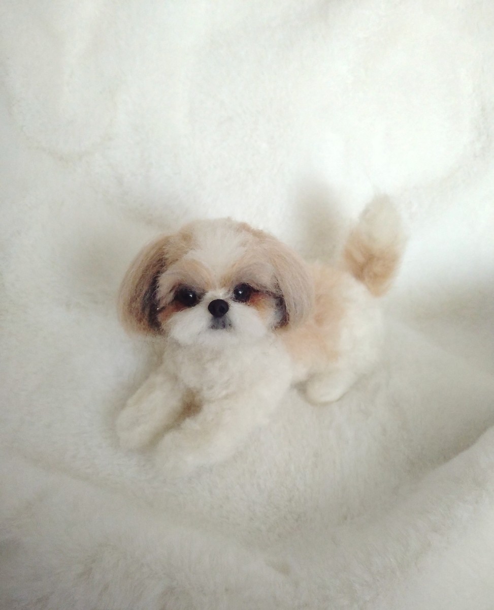 hirapie* 羊毛フェルト シーズー 伏せポーズ 犬 ハンドメイド - 犬