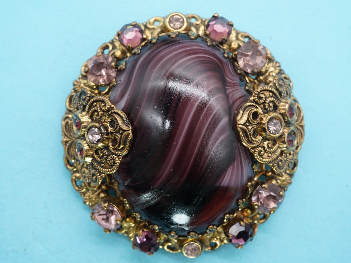 W. Germany ヴィンテージ ブローチ花 オーバル型ブローチ ゴールド