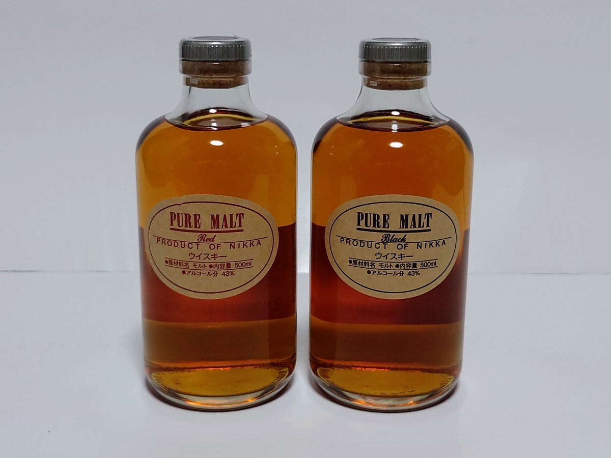 未開封】ニッカ ピュアモルト ブラック & レッド500ml 43% 2本セット