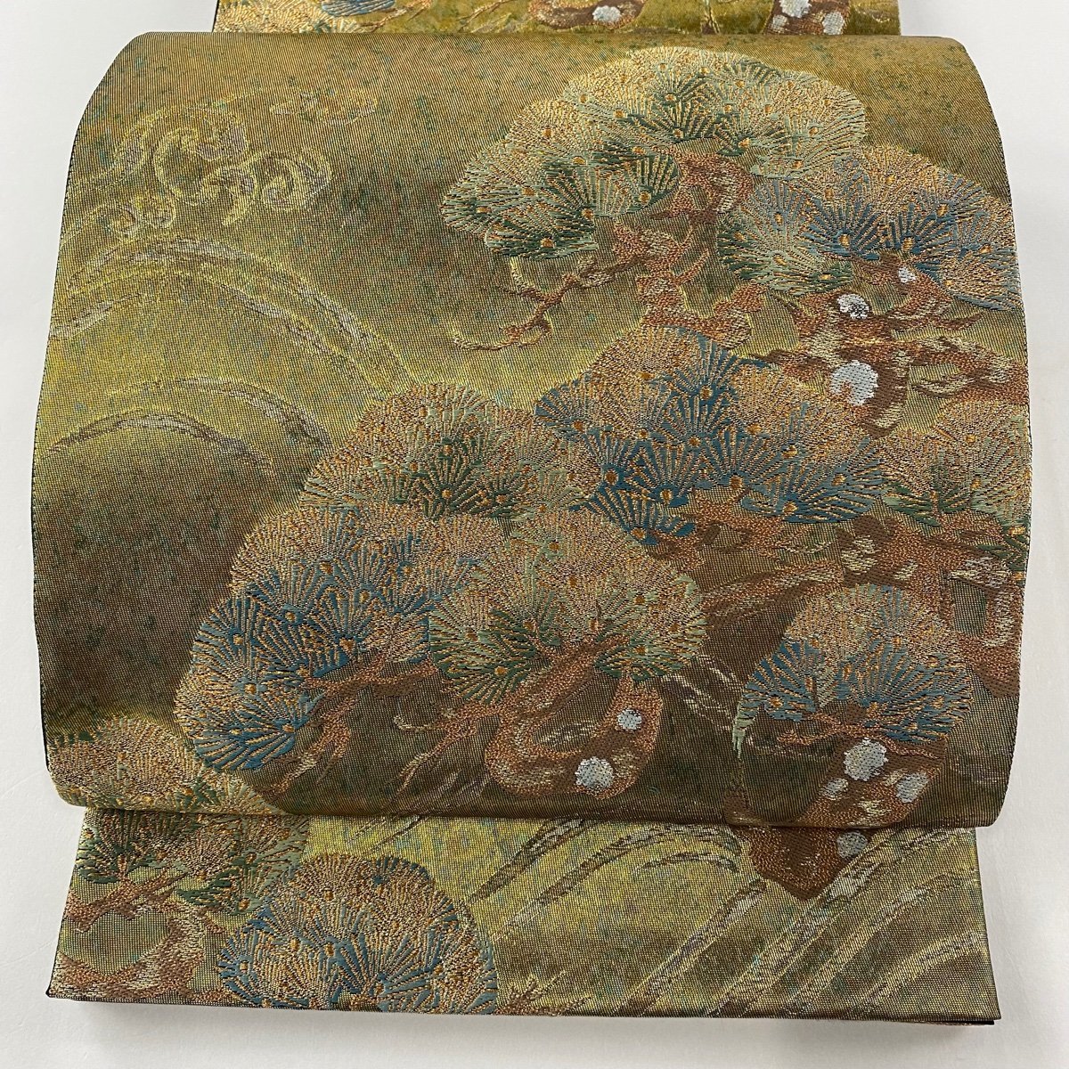 袋帯 美品 秀品 瑞松寿文 金糸 箔 金色 六通 正絹 【中古】