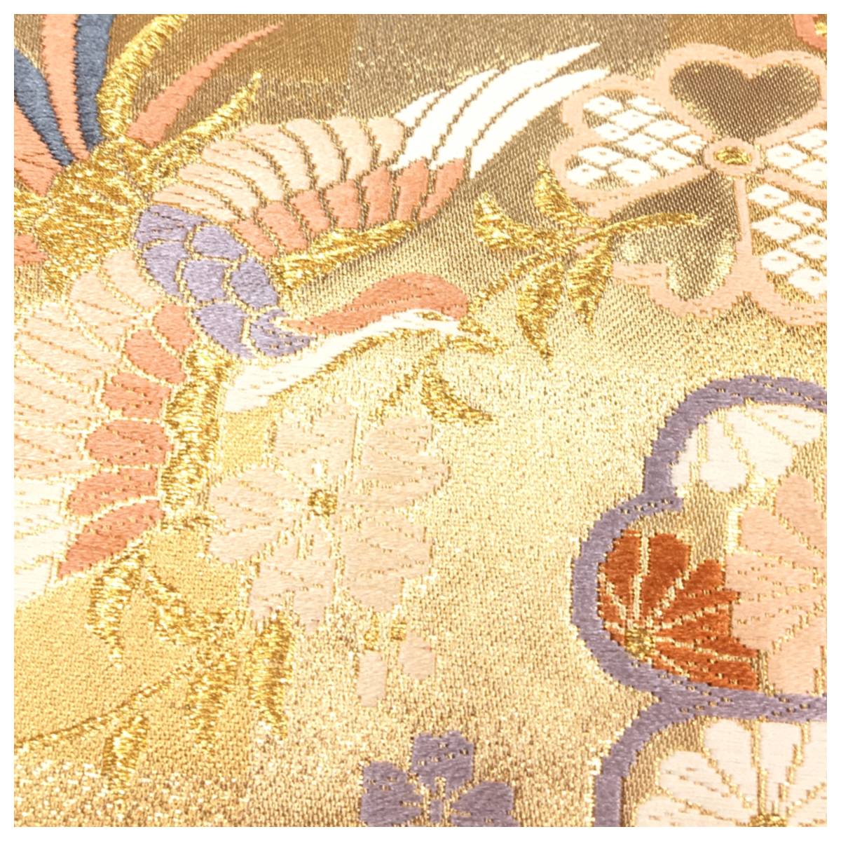 正絹 二重太鼓 袋帯 作り帯 美品 高級呉服 伝統の花鳥文様を 華喰い鳥 