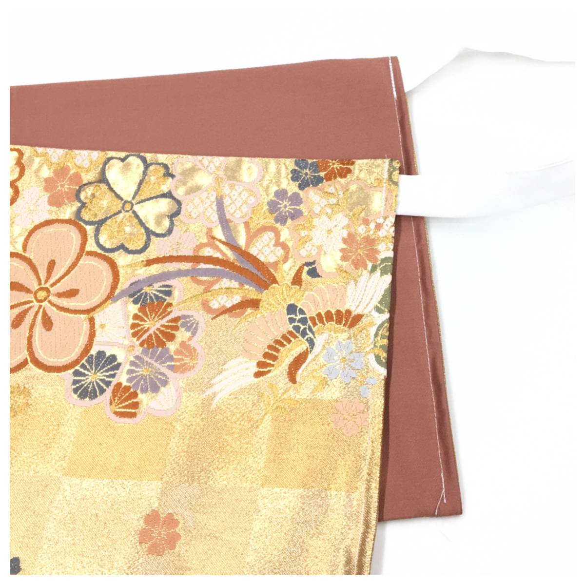 正絹 二重太鼓 袋帯 作り帯 美品 高級呉服 伝統の花鳥文様を 華喰い鳥 