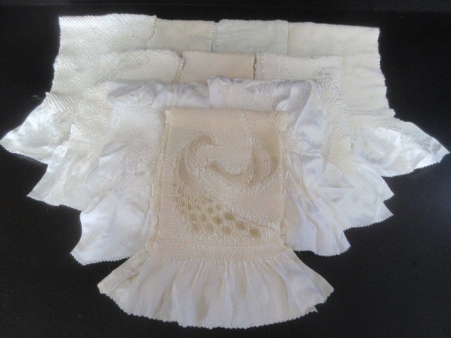 1円 中古 絹 縮緬 白色 冠婚葬祭 無地 まとめて10点 高級 帯揚げ 和装小物 ◆逸品◆【夢職】 ★★★