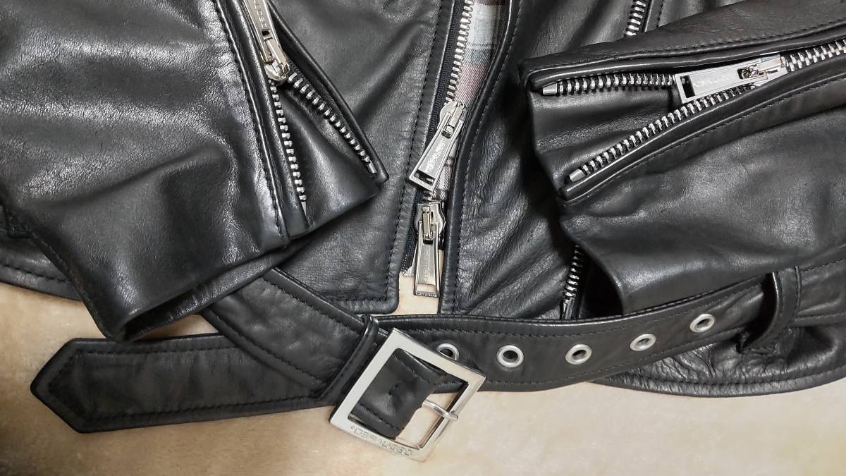1円～極美品 DSQUARED2 ディースクエアード ダブルライダース ファー襟 