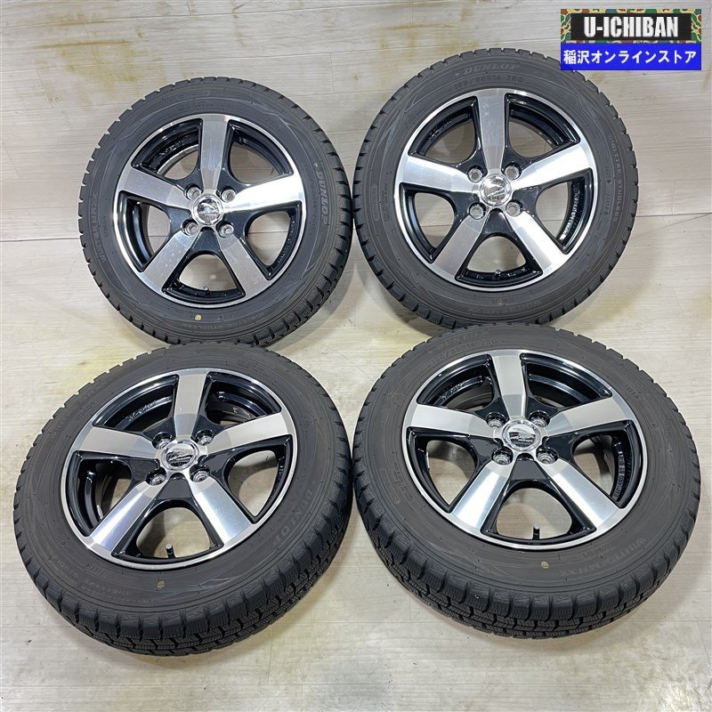 軽 軽自動車 タント ワゴンＲ デイズ 等 スマック 4.5-14+45 4H100 ダンロップ WM01 155/65R14 14インチ スタッドレス 4本セット 009k
