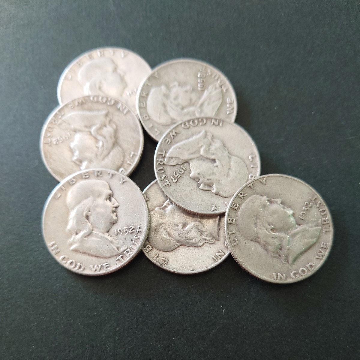 ◇アメリカ◇フランクリン◇ハーフダラー銀貨◇50セント◇7枚◇ 【公式