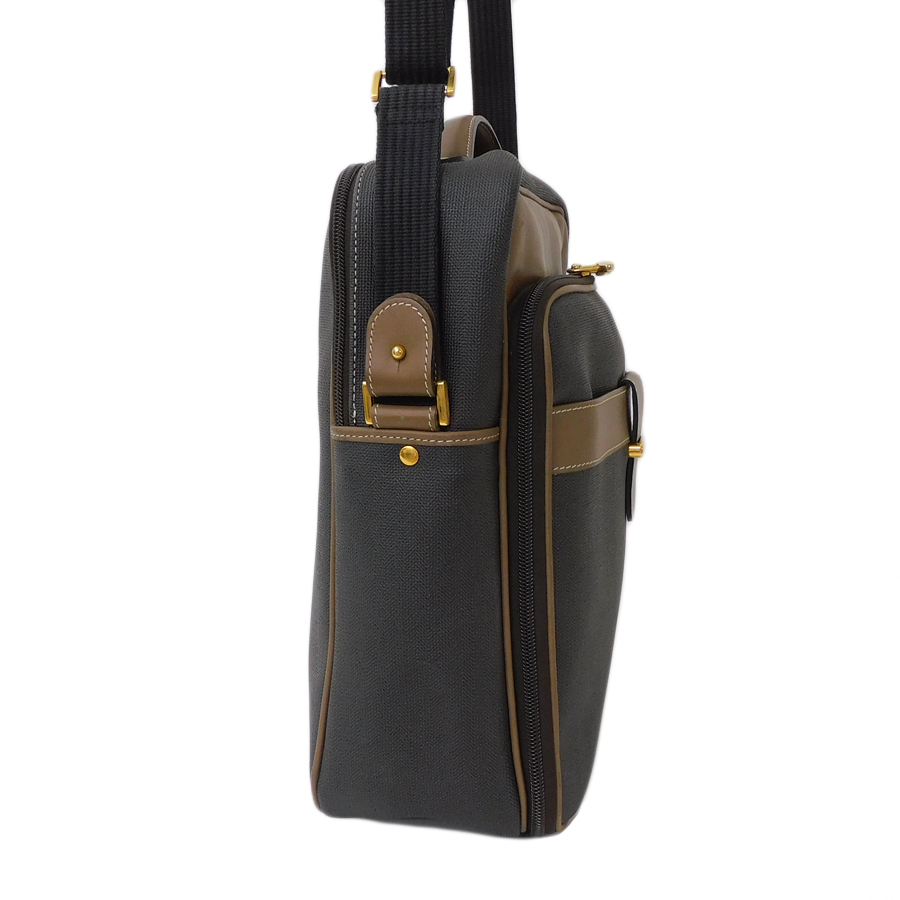 1円 □ 美品 ダンヒル 2wayバッグ PVC×レザー グレー系×ブラウン系