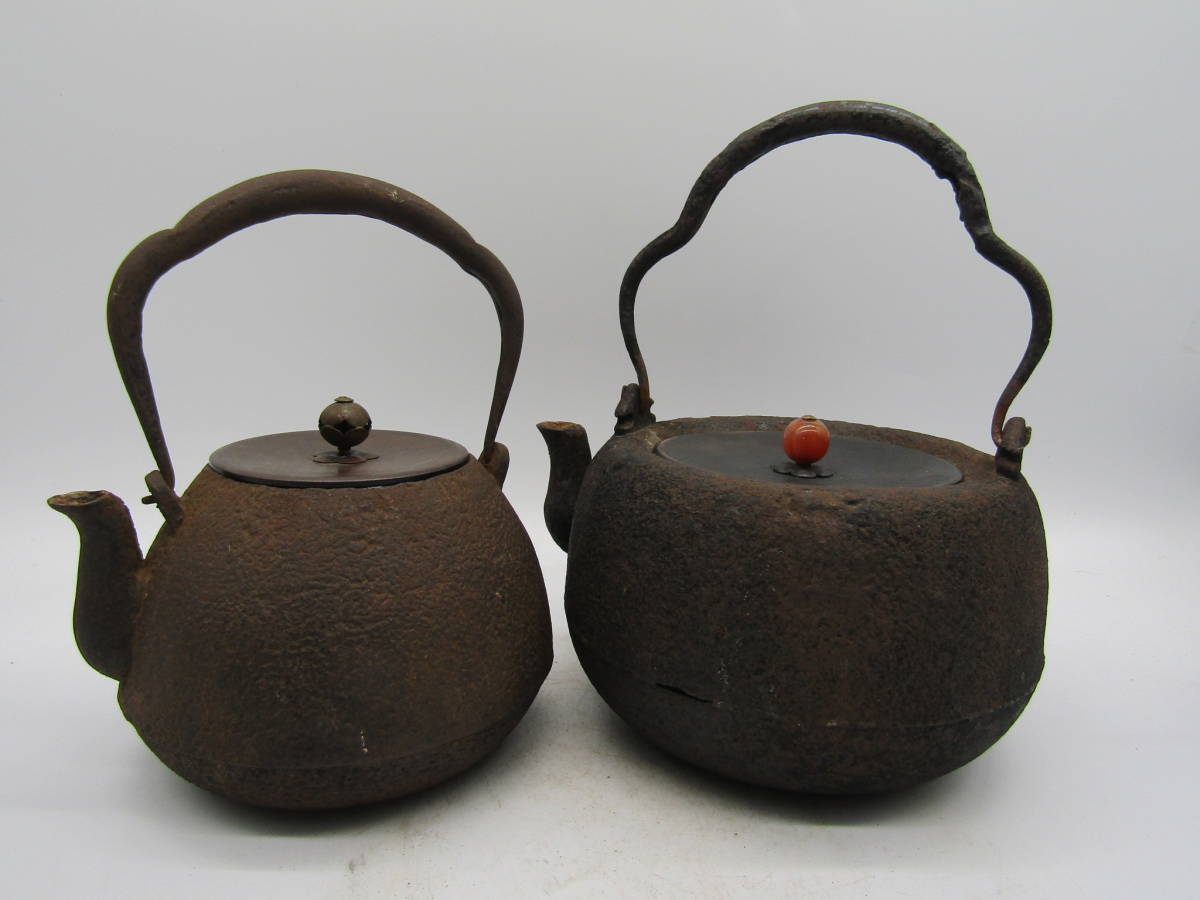鉄瓶 古作（二品） 釜師造 煎茶道具 検索 龍文堂造 安之介