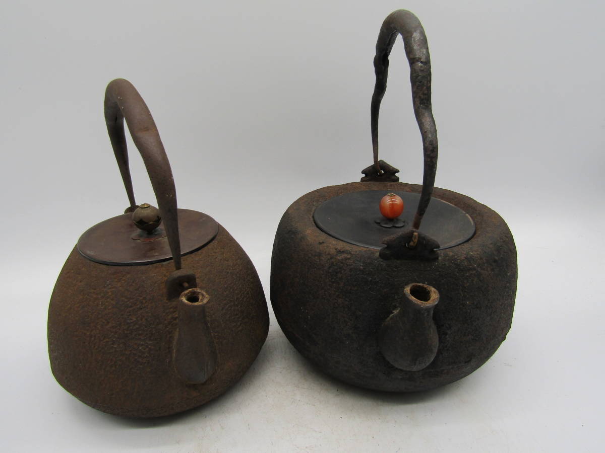 鉄瓶 古作（二品） 釜師造 煎茶道具 検索 龍文堂造 安之介