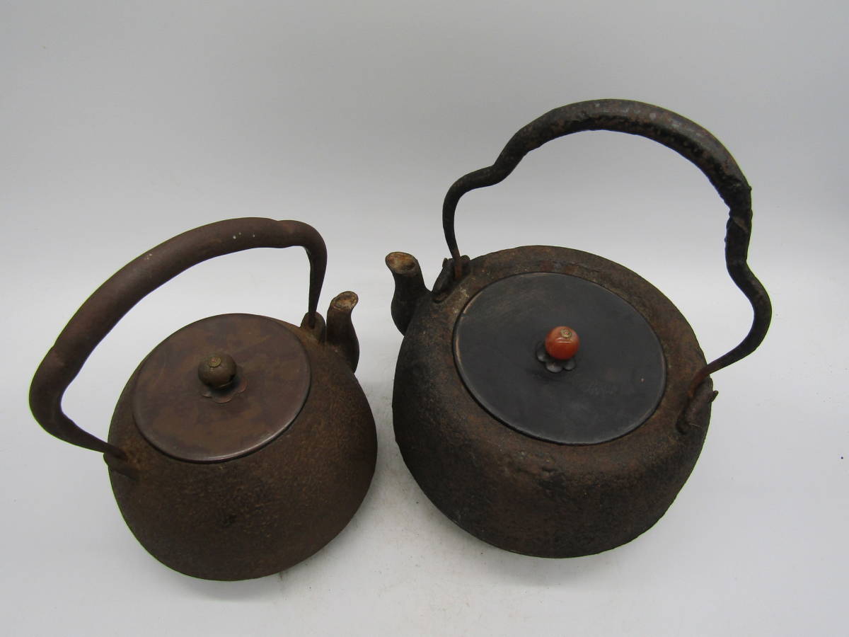 鉄瓶 古作（二品） 釜師造 煎茶道具 検索 龍文堂造 安之介