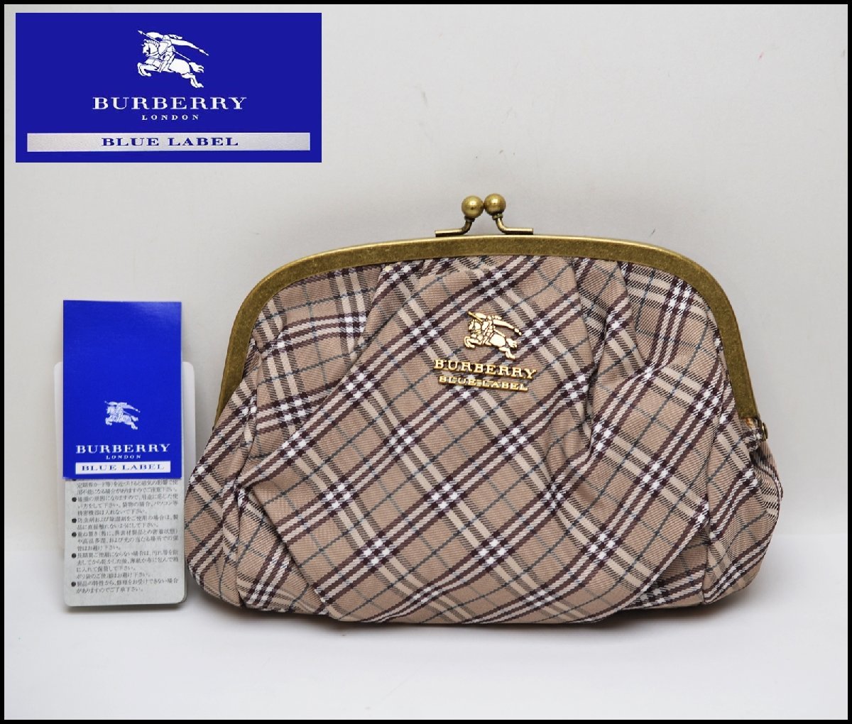 美品 BURBERRY BLUE LABEL ノバチェック がま口 ポーチ コスメポーチ