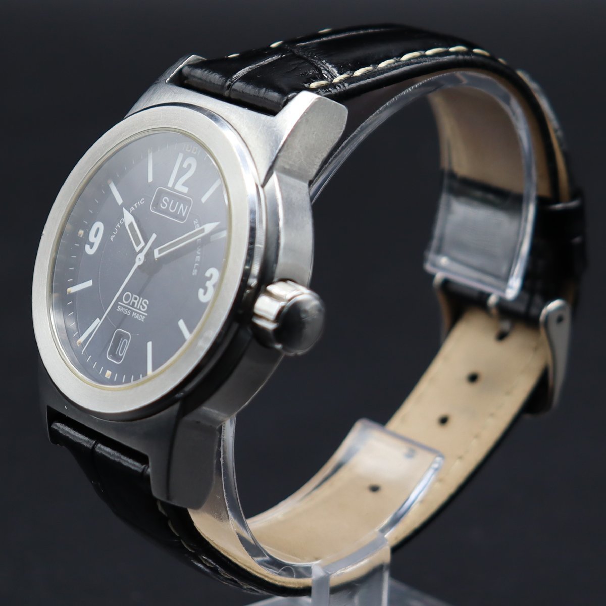 ORIS オリス 7500 cal.635 自動巻 25石 飛び数字黒文字盤 裏スケ