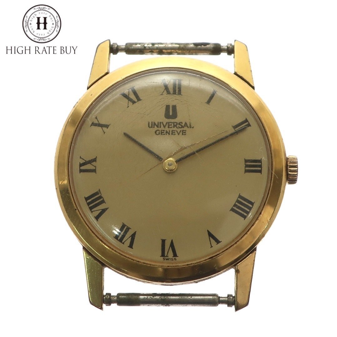 1円スタート Universal Genve ユニバーサル・ジュネーブ メンズ 腕時計 542136 手巻き 機械式 ゴールド文字盤 ラウンドフェイス 現状不動