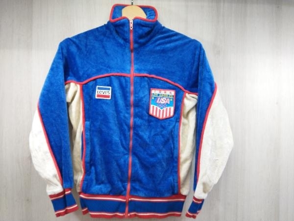 冬 LEVI’S リーバイス 80s 1984年LOS ANGELES オリンピック トラックジャケット ジャージ ヴィンテージ ベロア生地 S ブルー×ホワイト