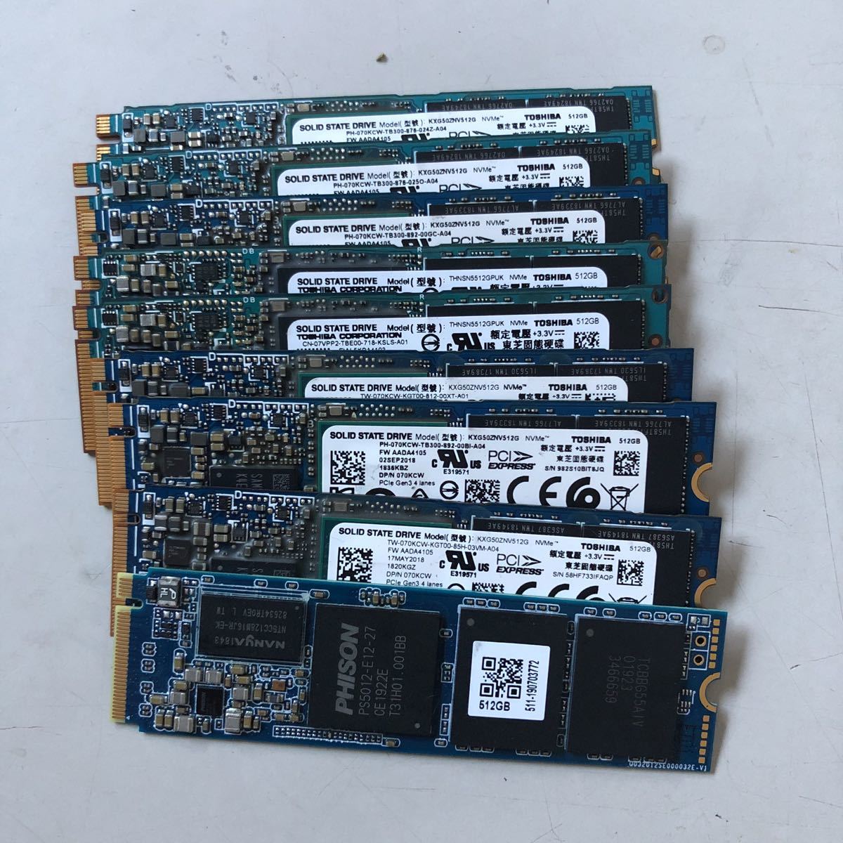 10枚セット M.2 SSD 512GB 動作確認済み まとめ売り JX SSD 512GB M.