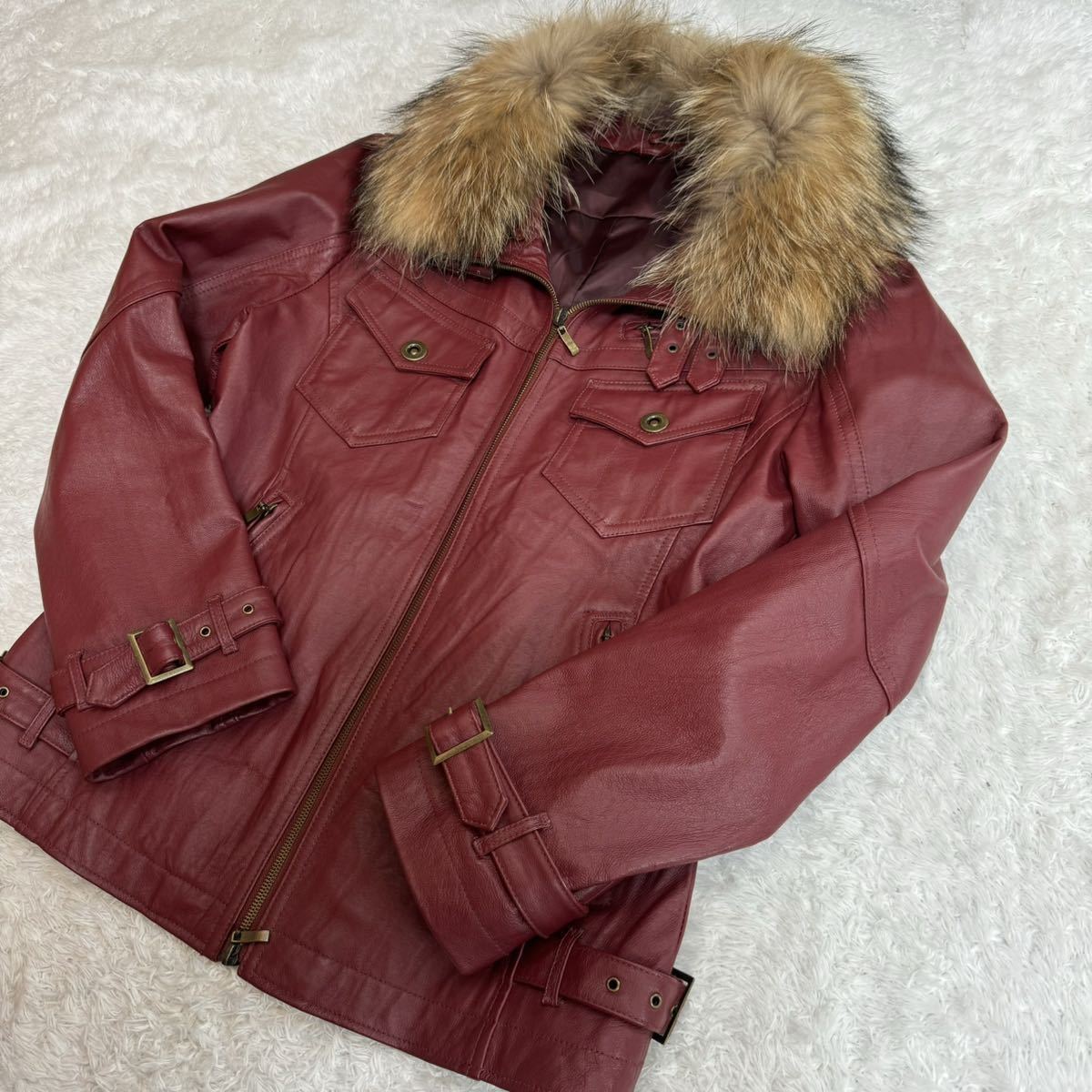 A.S.M SAB ATELIER ラクーン レザー y2k XL 豚革 シングルライダース 
