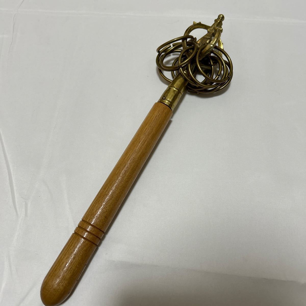 四面 錫杖】真鍮製 仏具 法具 寺院 袈裟 僧侶 仏教 法衣 袈裟 供養