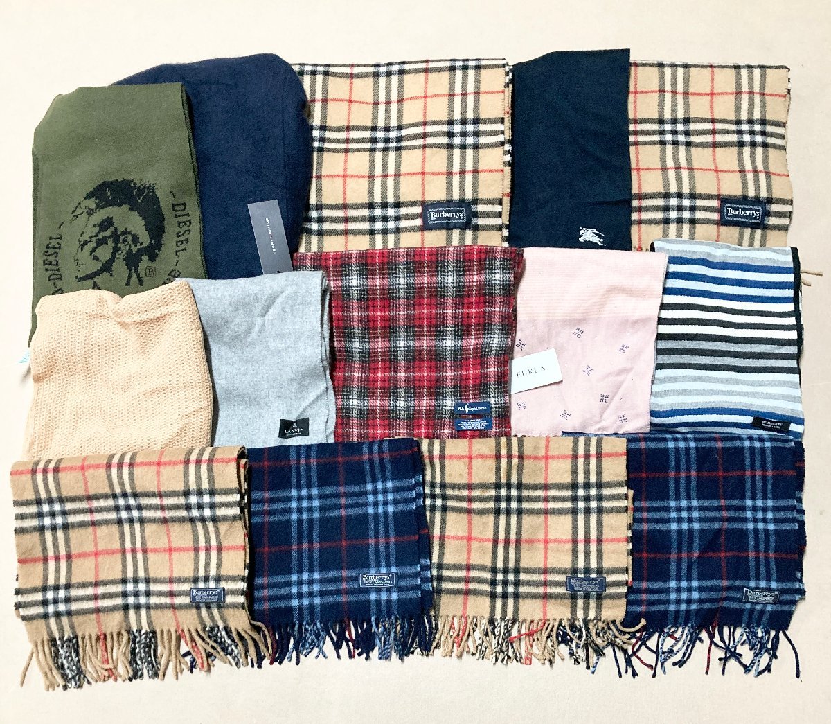 ★ブランド マフラー ストール 14点 まとめ売り BURBERRY バーバリー FURLA TOMMY 他 ノバチェック カシミヤ 等 卸 現状品 2.7kg★