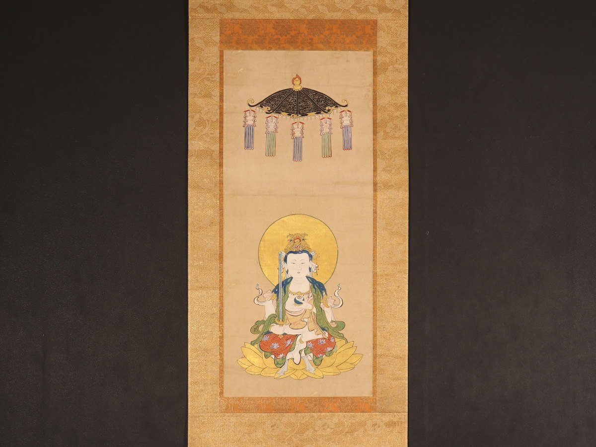 仏画承ります 伝来】sh2778 仏画 虚空蔵菩薩像 蔵印有 知恵の菩薩 明星天子 中国画