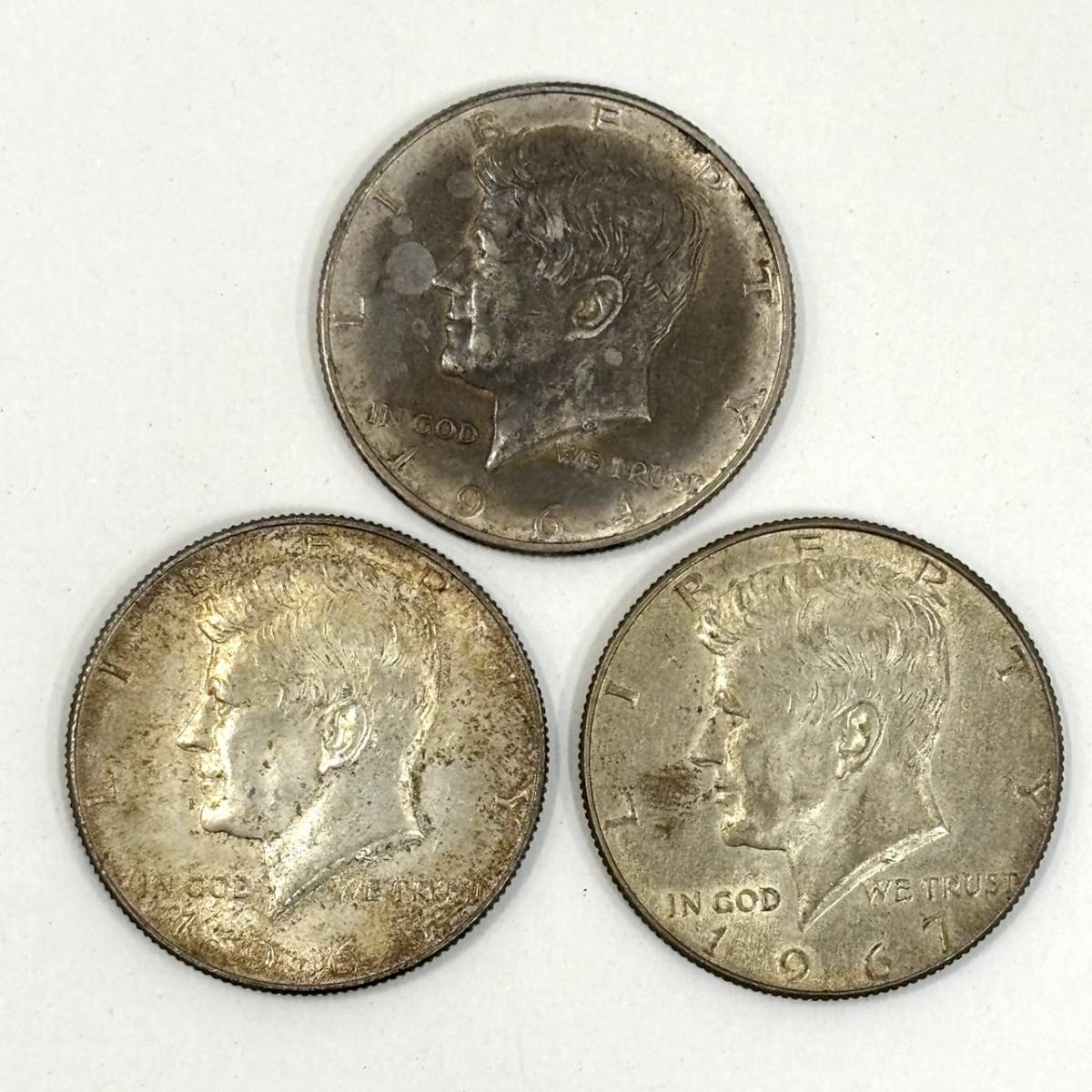 アメリカ ハーフダラー ケネディ 銀貨 3枚セット 1964年 1965年 1967年 リバティ HALF