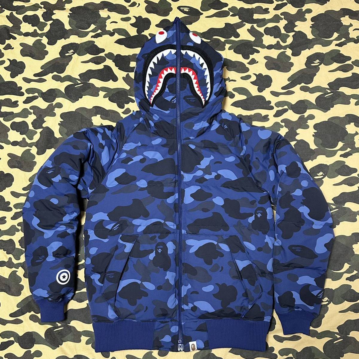 shark hoodie puffer down jacket BAPE ダウンジャケット エイプ A 