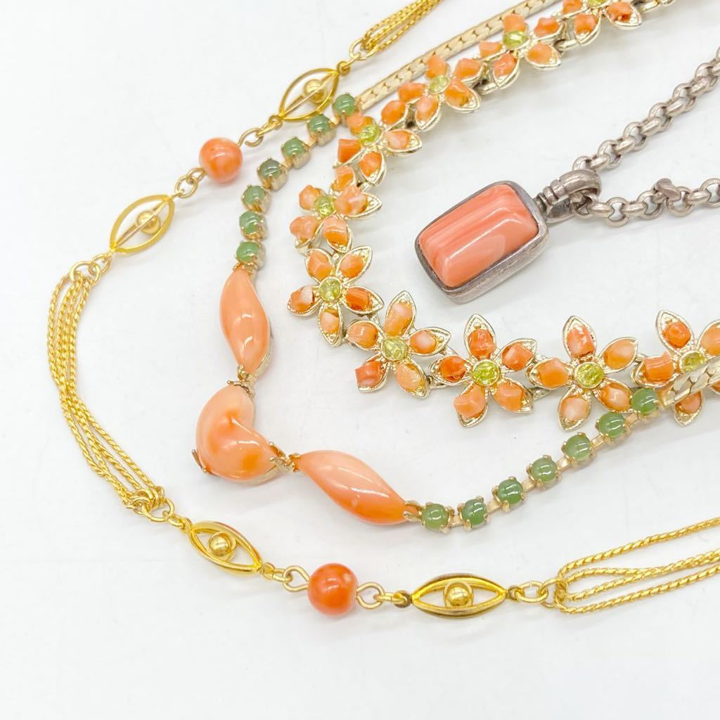 珊瑚ネックレス5点おまとめ］d 重量約254.5g サンゴ さんご necklace