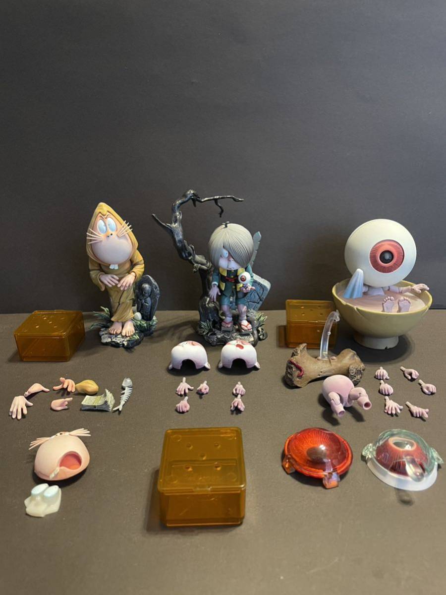 海洋堂]タケヤ式自在置物 ゲゲゲの鬼太郎立体絵巻 鬼太郎，目玉おやじ