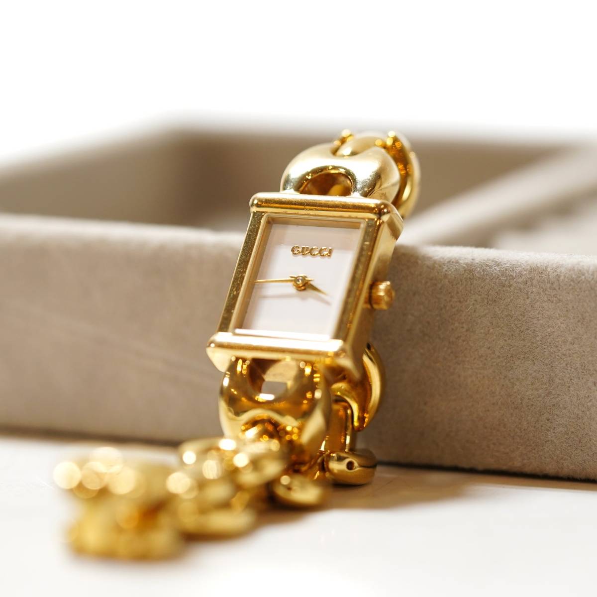 NA3946 1円スタート 鑑定済 本物保証 動作未確認 GUCCI グッチ 1800L スクエアフェイス 腕時計 GP 検 Y