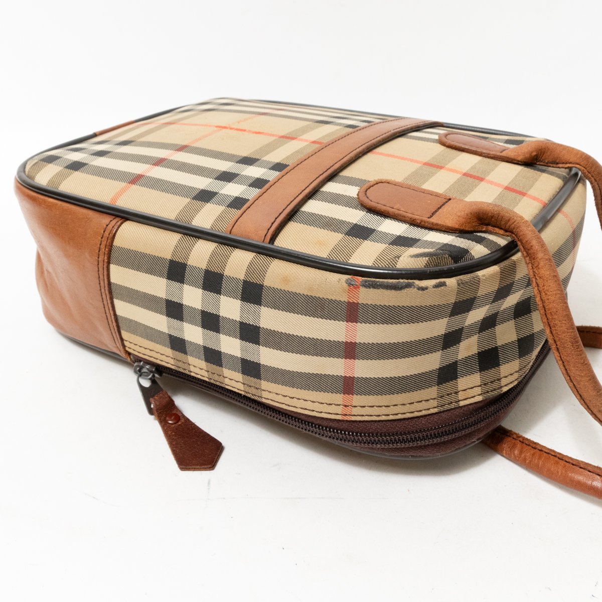 1円 BURBERRY バーバリー レザー 内部ノバチェック ハンドバッグ