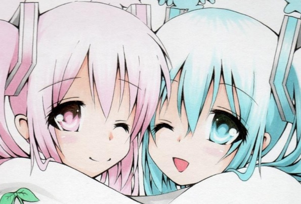同人手描きイラスト【桜ミク☆雪ミク】色紙(イラスト、アート)｜売買