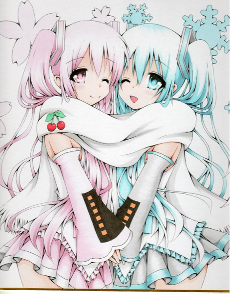 同人手描きイラスト 桜ミク 雪ミク 色紙 イラスト アート 売買されたオークション情報 Yahooの商品情報をアーカイブ公開 オークファン Aucfan Com