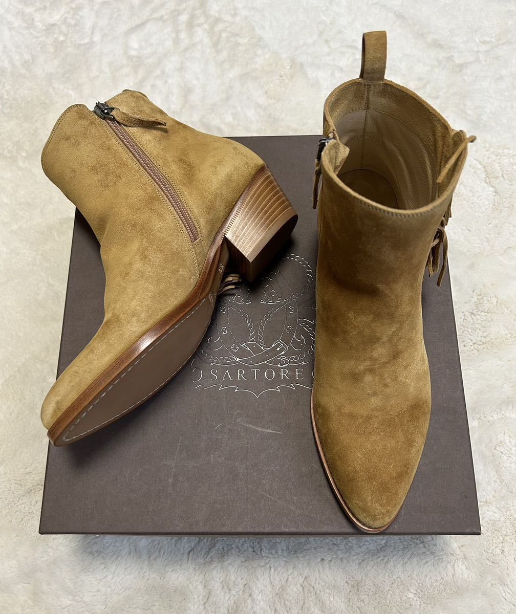 未使用品】SARTORE/サルトル/フリンジショートブーツ/size36/ベージュ 