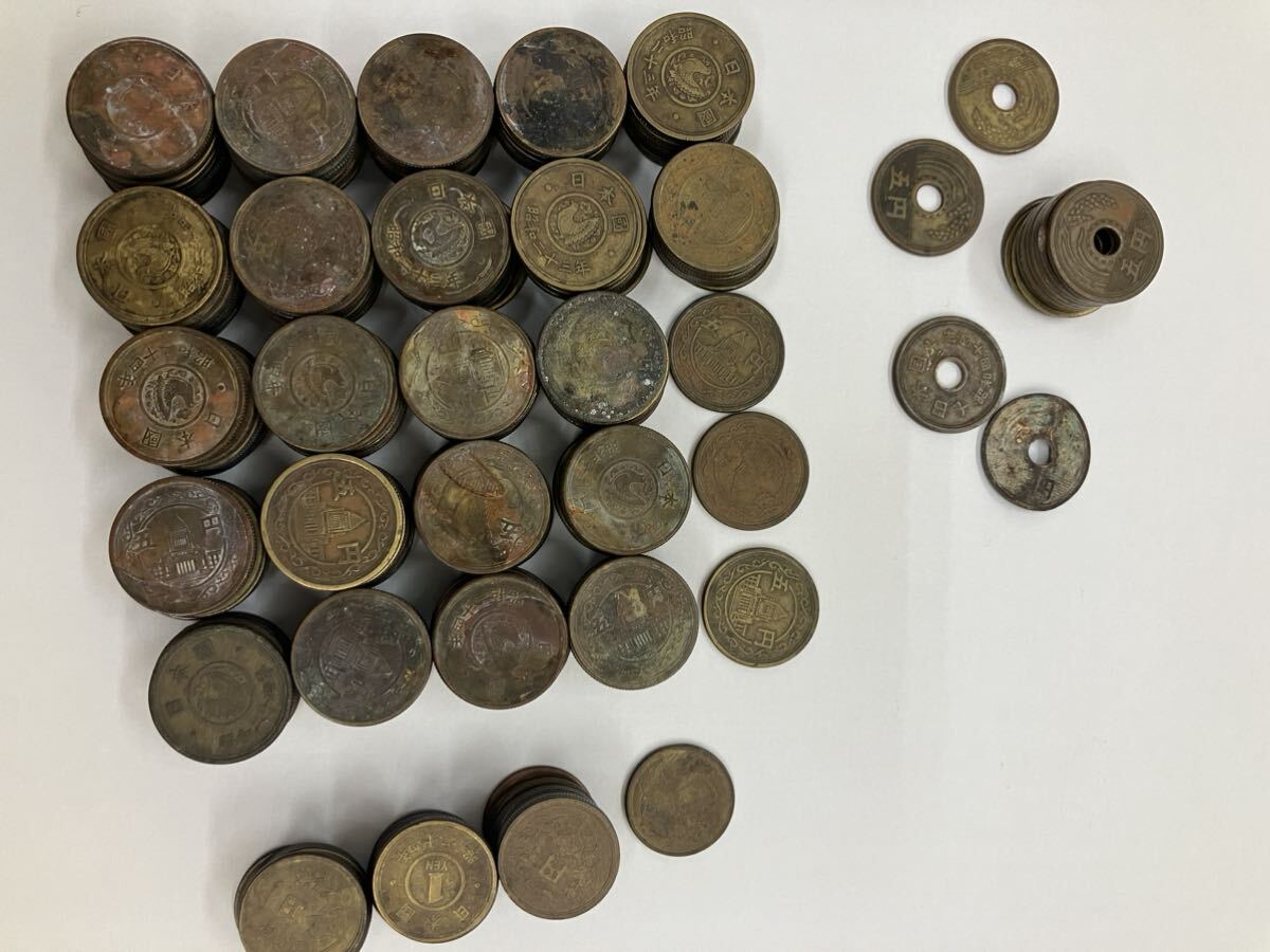 天A【N2・3・4】古銭 日本古銭 銅貨 穴無し5円玉 穴有り5円玉 1円玉旧