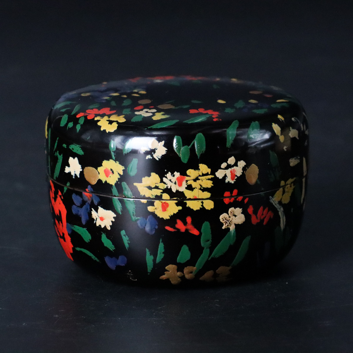 宙】高中隆二作 小林和作絵付 春色中棗 幅8.3cm 共箱 共布 茶道具 師