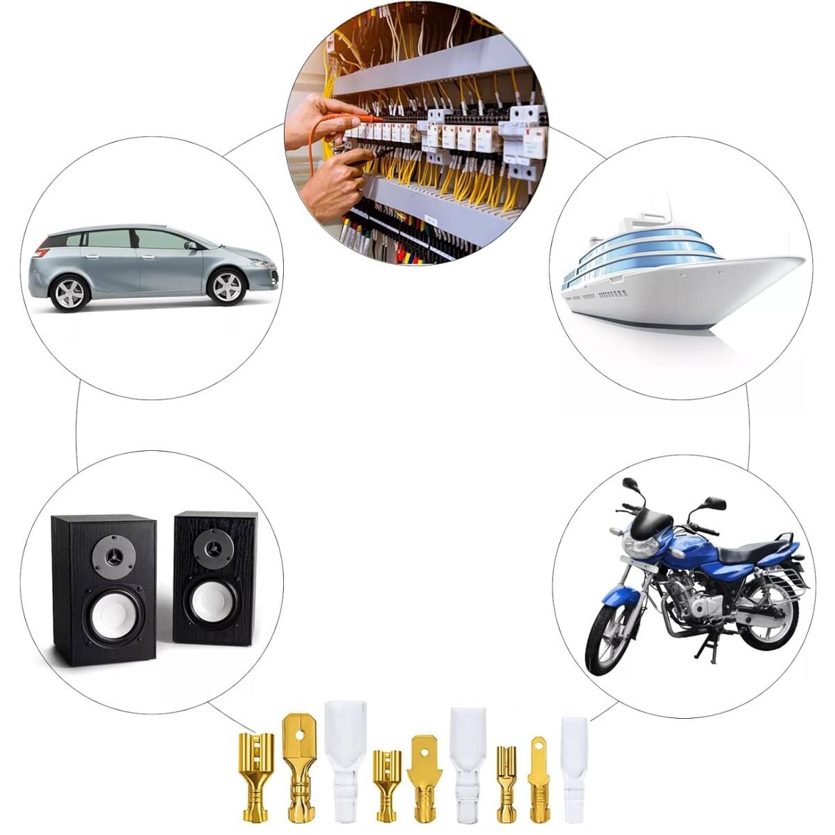 ギボシ端子 135個セット 汎用 防水 平型端子 絶縁スリーブ 圧着端子 接続端子 オス メス セット 配線接続 自動車 バイク_4