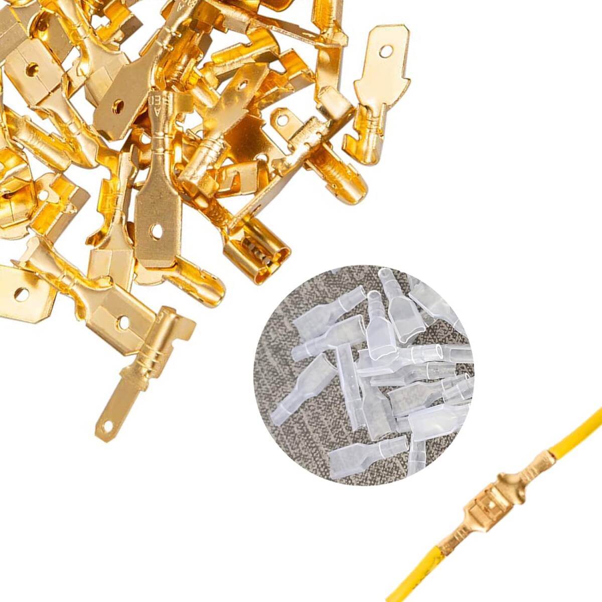 ギボシ端子 135個セット 汎用 防水 平型端子 絶縁スリーブ 圧着端子 接続端子 オス メス セット 配線接続 自動車 バイク_7