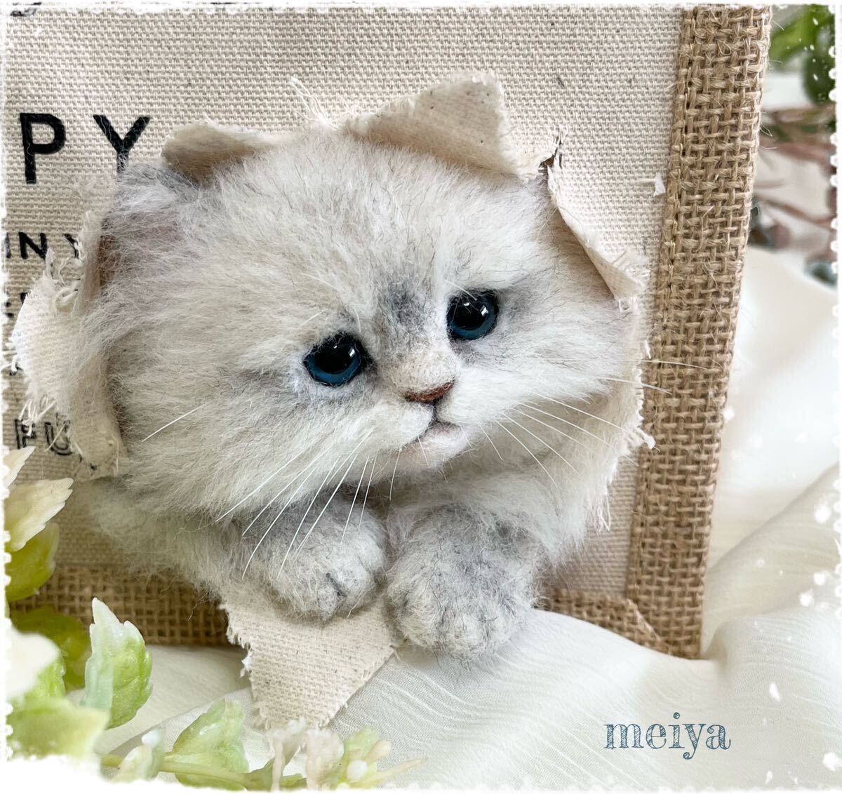 meiya 羊毛フェルト いたずらベビーにゃんこバッグ チンチラシルバー