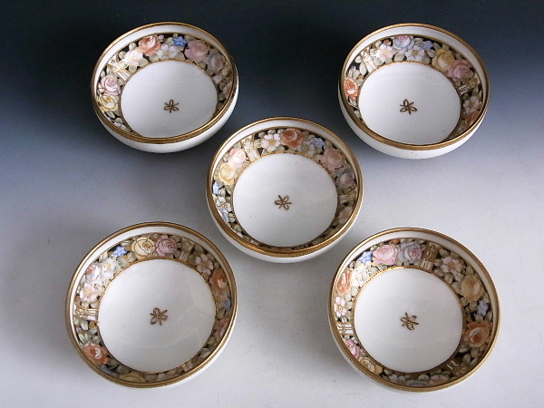 RC印 エレガント 球脚付 ナッツ皿 5個 ◆ オールドノリタケ 